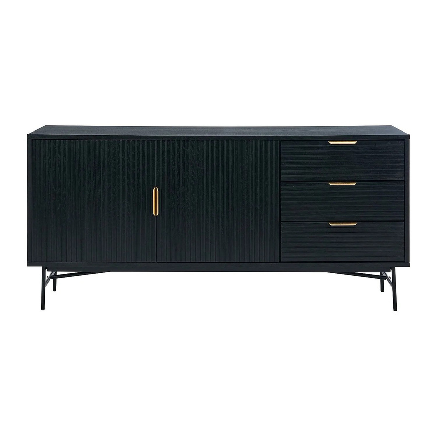 Vente-unique Sideboard Siriola in Schwarz und Gold mit Eichenfurnier, Breite: 160 cm - Bild 2