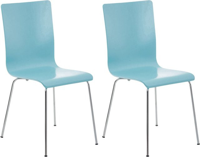 TPFLiving 2er Set Besucherstuhl Peppo mit Holzsitz in Hellblau - Bild 1