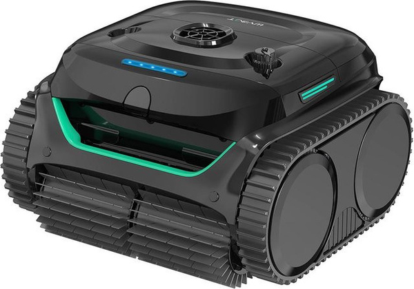 WYBOT C2 Kabelloser Poolroboter-Staubsauger mit Wand- und Wasserlinienreinigung sowie doppelter Filtration für Einbaupools bis 150 m², Schwarz Grün
