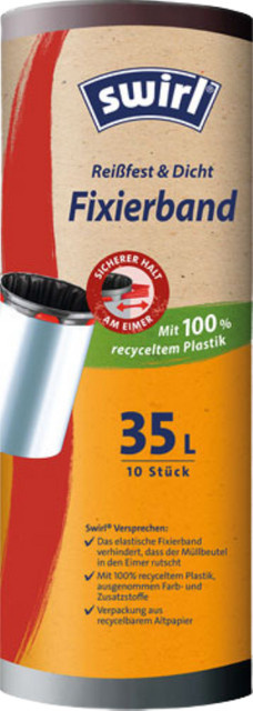 Swirl Fixierband Müllbeutel 35 Liter, grau/blickdicht, 10 Stück, aus 100 % recyceltem Plastik, B: 65 cm, H: 63 cm - Bild 1
