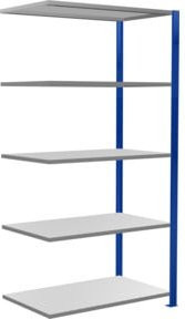 Schulte Anbauregal Steckregal MULTIplus150 mit 5 höhenverstellbaren Fachböden und Kreuzstrebe, Farbe Blau/Verzinkt, B/T/H: 200 x 100 x 60 cm - Bild 1