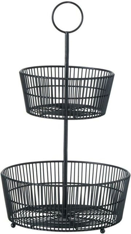 Dekorative Etagere Gea von BOLTZE GRUPPE in Schwarz aus Metall mit zwei Ebenen und runden Ablagen, Höhe: 44 cm - Bild 1