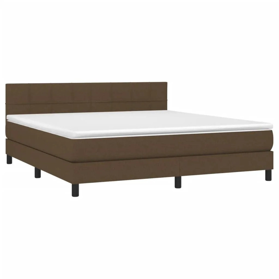 vidaXL Boxspringbett mit Matratze in Dunkelbraun, Hybridbett mit LED-Unterbettbeleuchtung und USB-Ladeanschluss, B/T: 180 x 200 cm - Bild 2