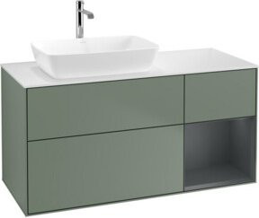 V&B Finion Waschtischunterschrank mit Wandbeleuchtung, Breite: 120 cm, Tiefe: 50,1 cm, Höhe: 50,1 cm, lackiert in Olivgrün - Bild 1