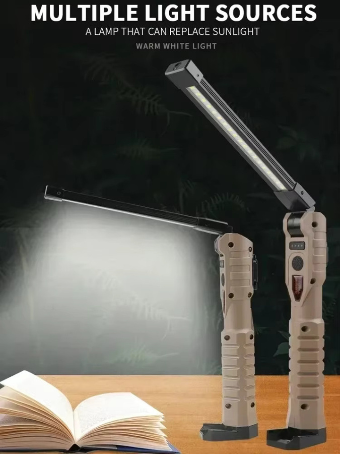 XIWANGFIRE Wiederaufladbarer LED-Arbeitsscheinwerfer mit COB-Licht, zusammenklappbare Taschenlampe mit Magnetfuß und 360 Grad Drehung in Schwarz - Bild 7