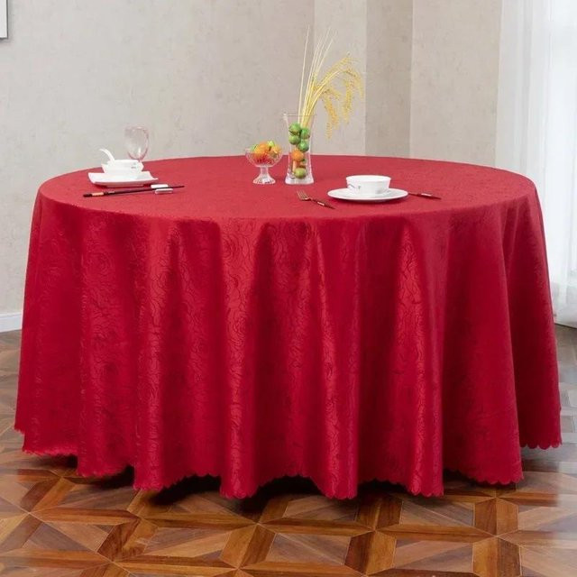 JMG Household Supplies Runde Jacquard-Tischdecke mit floralem Muster in Rot, wasserabweisend, Durchmesser: 160 cm - Bild 1