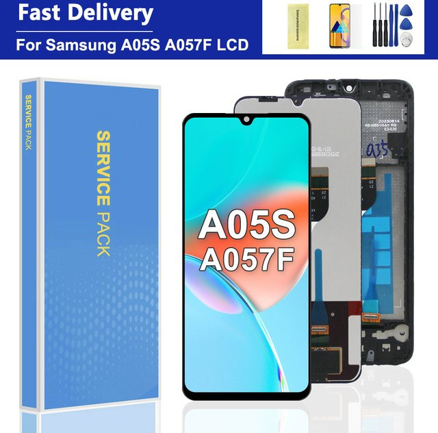 Samsung A05s LCD-Display mit Touchscreen-Sensor und Rahmen in Schwarz, 6.7 Zoll - Bild 1