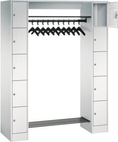 C+P Offene Garderobe mit Schließfächern für 10 Personen in Lichtgrau, H: 195,0 cm, B: 143,0 cm, T: 48,0 cm - Bild 1