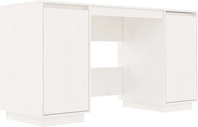 vidaXL Schreibtisch aus Massivholz Kiefer in Weiß, B/T/H: 140 x 50 x 75 cm - Bild 1