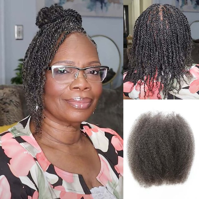 Sleek Peruanisches Salz-Pfeffer-Afro Haar, Lila, Remy Haar zum Flechten - Bild 1
