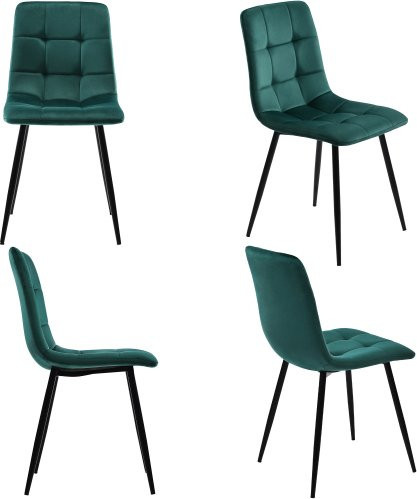 Aosom Vierer-Set Esszimmerstühle in Samtoptik mit Metallrahmen, Grün, B/T/H: 45 x 66 x 70,5 cm - Bild 1