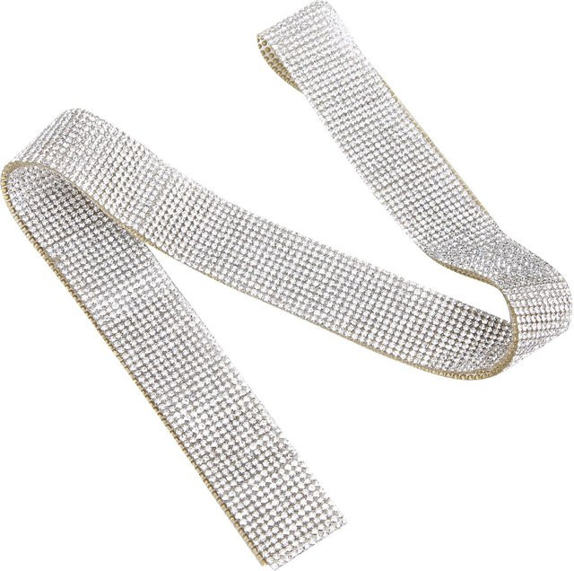 GoolRC Kristall Diamant Gürtelbesatz mit Schmelzkleber für DIY Dekorationen und Bekleidungszubehör in Weiß und Silber, Länge: 0,5 Yard - Bild 1
