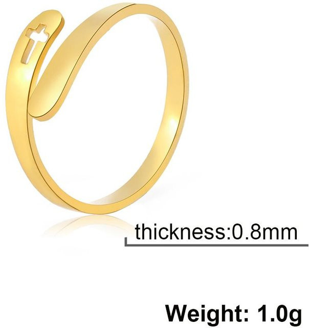 YULIN Ring Christliches Kreuz, Edelstahl, Gold, Unisex, Minimalistisch - Bild 1