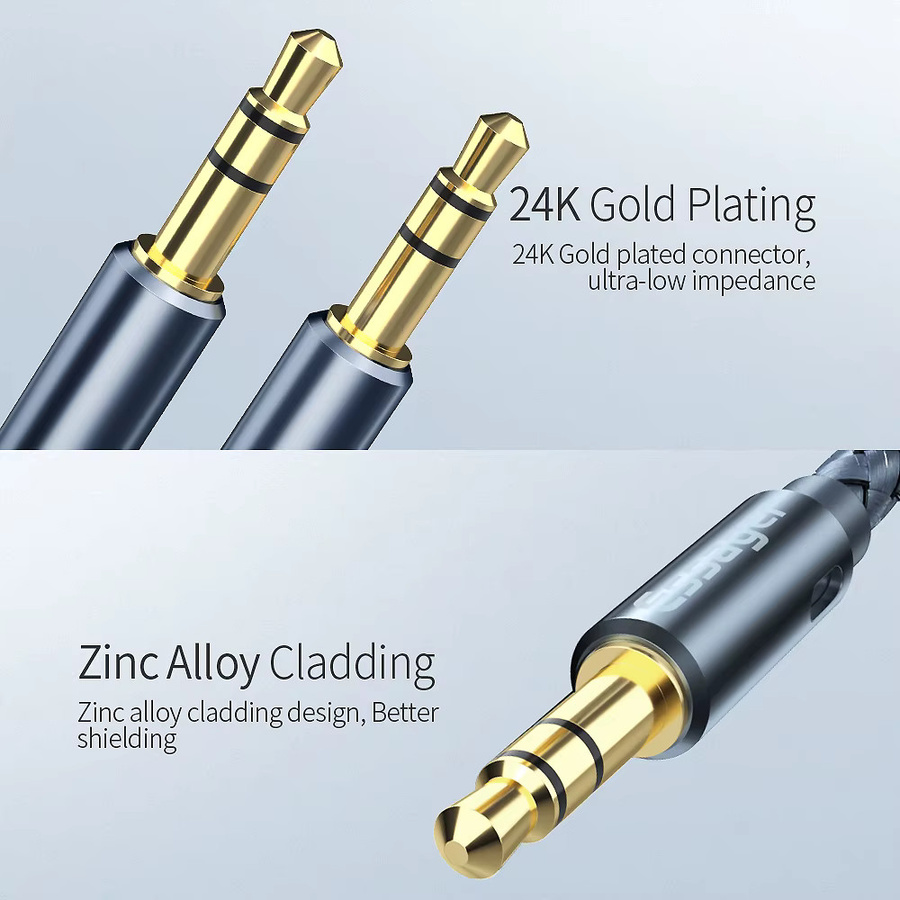 Essager Aux-Kabel 3,5 mm Klinke auf Klinke Audiokabel in Grau für Samsung und Xiaomi - Bild 3