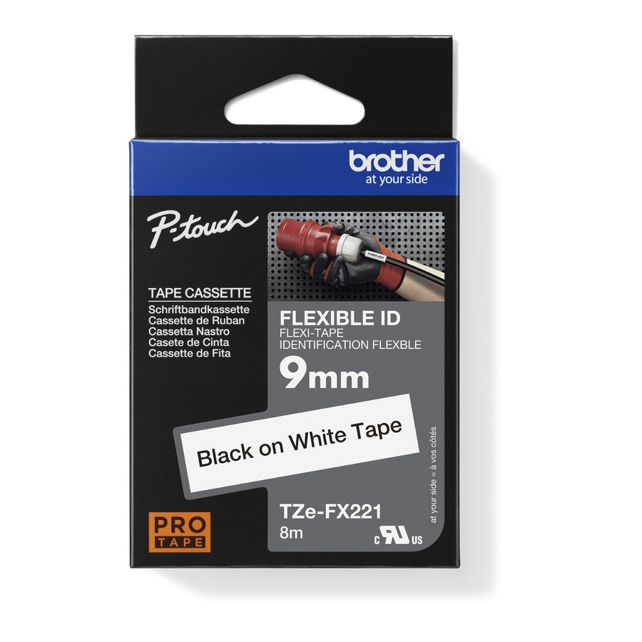 Brother Schriftbandkassette TZe-FX221 für P-touch, Farbe: Weiß, Schriftfarbe: Schwarz, Breite: 9 mm, Länge: 8 m - Bild 5
