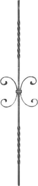 FeNau Zierstab aus Stahl in Grau mit 2x C-Schnecke mittig, H x B x T: 900 x 12 x 12 mm - Bild 1