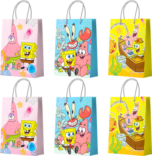15 Stück SpongeBob Party-Geschenktüten aus Papier in Mehrfarbig von Potdemiel für Kindergeburtstage - Bild 1