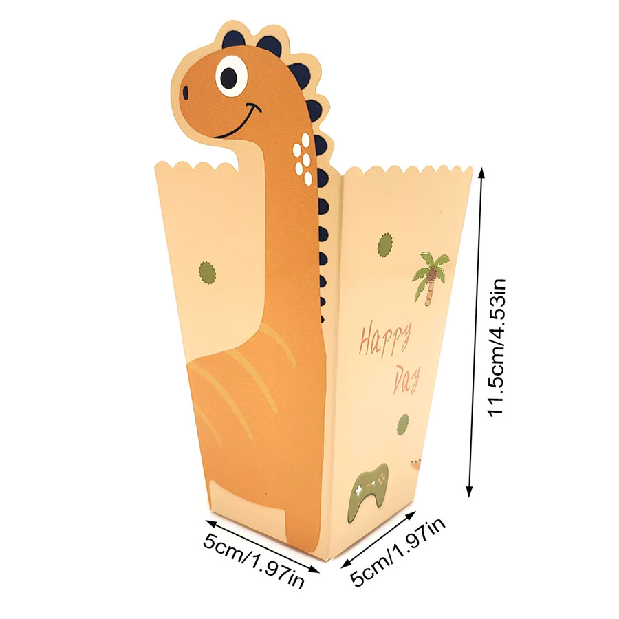 Gemischte Dinosaurier Popcorn-Boxen in vier Stilen, bunte Pappverpackungen für Party und Backzubehör - Bild 2