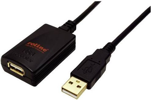 Roline USB 2.0 Verlängerungskabel mit Signalverstärkung USB-A auf USB-A, Schwarz, 5,00 m - Bild 1