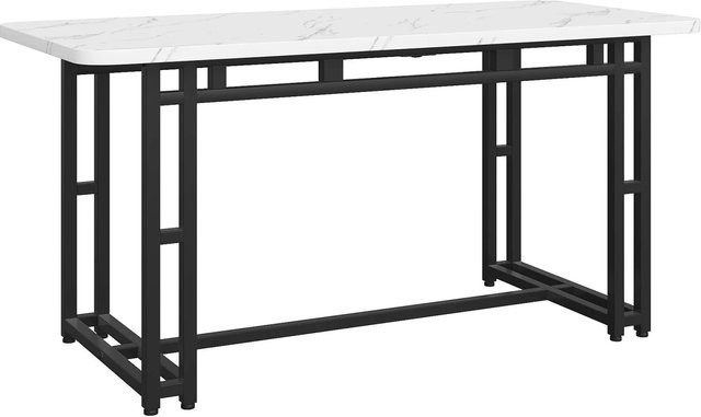 okwish Esstisch in modernem Design mit Metallgestell und MDF-Tischplatte, Farbe Schwarz/Weiß, B/T: 140 x 80 cm - Bild 1