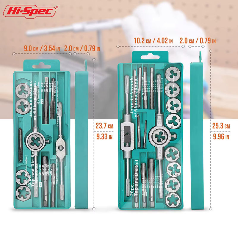 Hi-Spec 12/20-teiliges Multifunktions-Gewindebohrer- und Matrizenset für metrische Schraubgewinde M3–12 - Bild 3