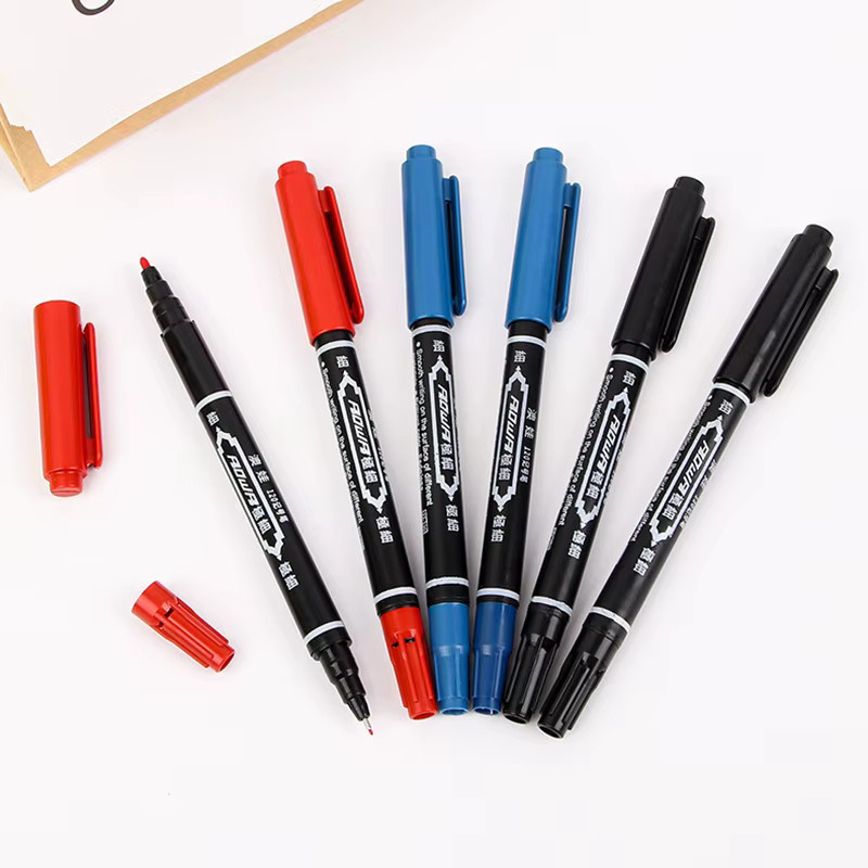 10er Set Twin Tip Permanent Marker mit feiner Spitze und wasserfester Tinte in Schwarz und Rot, Stiftstärke 0,5 mm bis 1 mm - Bild 2