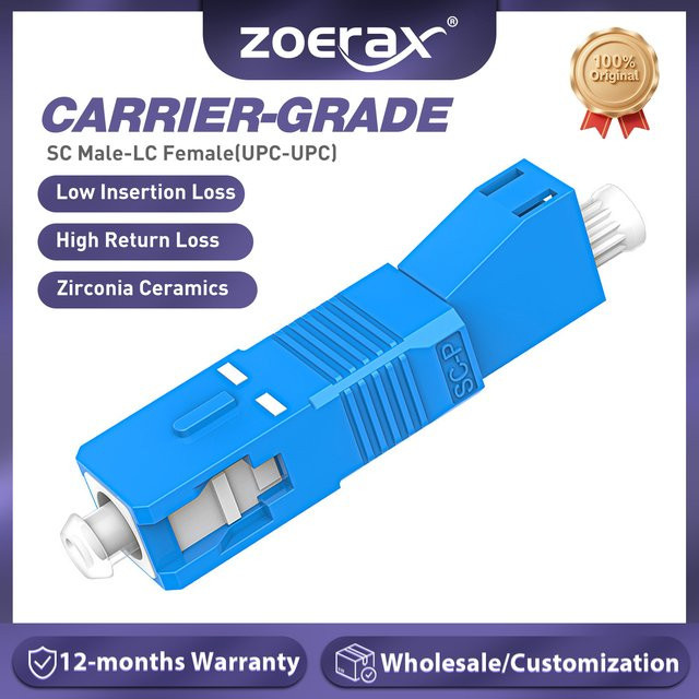 ZoeRax Glasfaser-Adapter SC/UPC-Stecker auf LC/UPC-Buchse, FTTH-Singlemode-Adapter für Visual Fault Locator und optischen Leistungsmesser, Blau - Bild 1