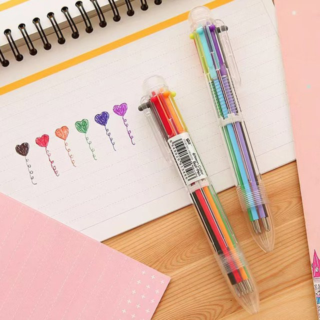 ZYF Mehrfarbiger Kugelschreiber mit 6 Farben in einem Stift, Bunte Schreibwaren für Schule und Büro - Bild 1
