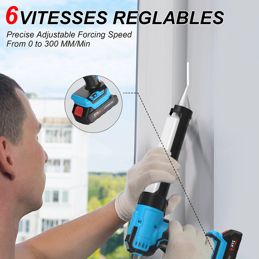 Elektrische Kartuschenpistole für Makita Akku mit 4/6 Geschwindigkeiten für Zement, Glas, Klebstoff und Dichtungen in Rot und Blau - Bild 3