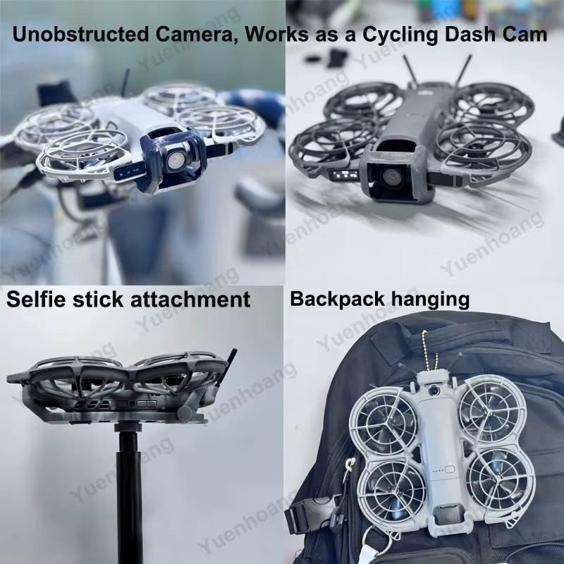 DJI Neo2 Drohnen-Fahrradhalterung mit GoPro-Schnittstelle und Gewindeadapter in Schwarz oder Grau für FPV-Fahrradaufnahmen - Bild 3