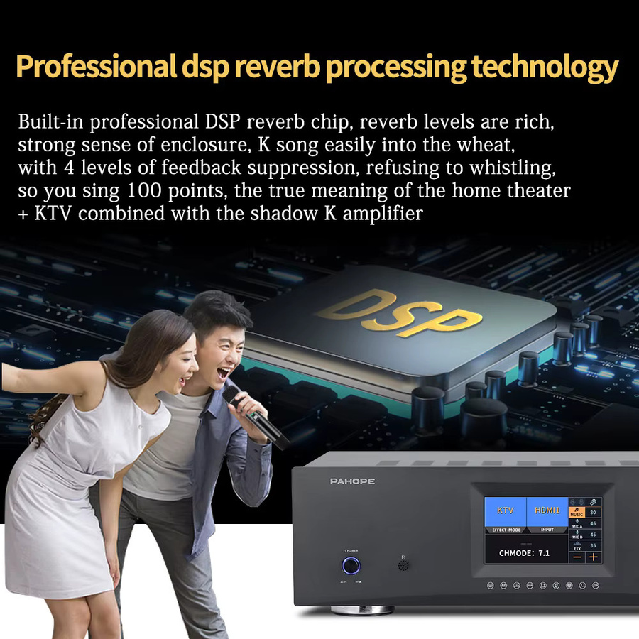 PAHOPE 7.1 Heimkino-System AV-Receiver in Schwarz mit 3D/8K und DTS Digital HD für Karaoke und Audio-Anwendungen - Bild 6