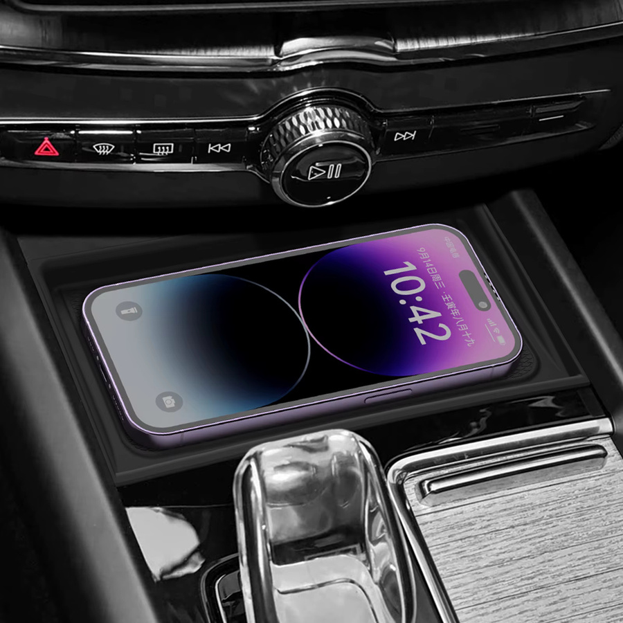 LUCKEASY Drahtloses Ladepad für Volvo XC60 2026, rutschfeste Lade-Matte für das Smartphone in Schwarz - Bild 5