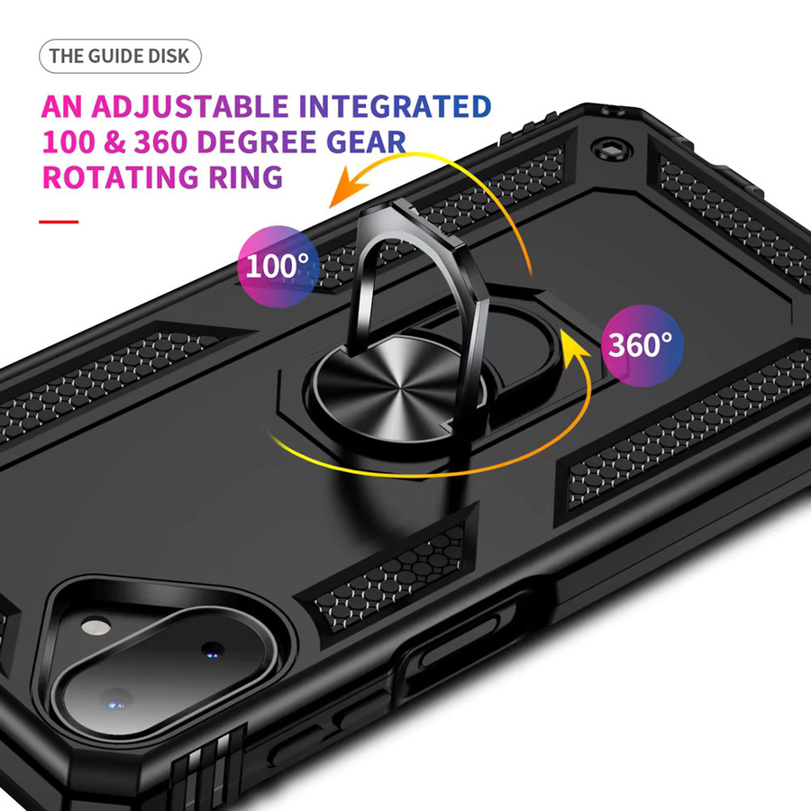 Stoßfeste Schutzhülle für Samsung Galaxy A16 A17 A06 A07 A37 A56 A57 4G 5G mit Metallring-Halter und Standfunktion in Schwarz - Bild 3
