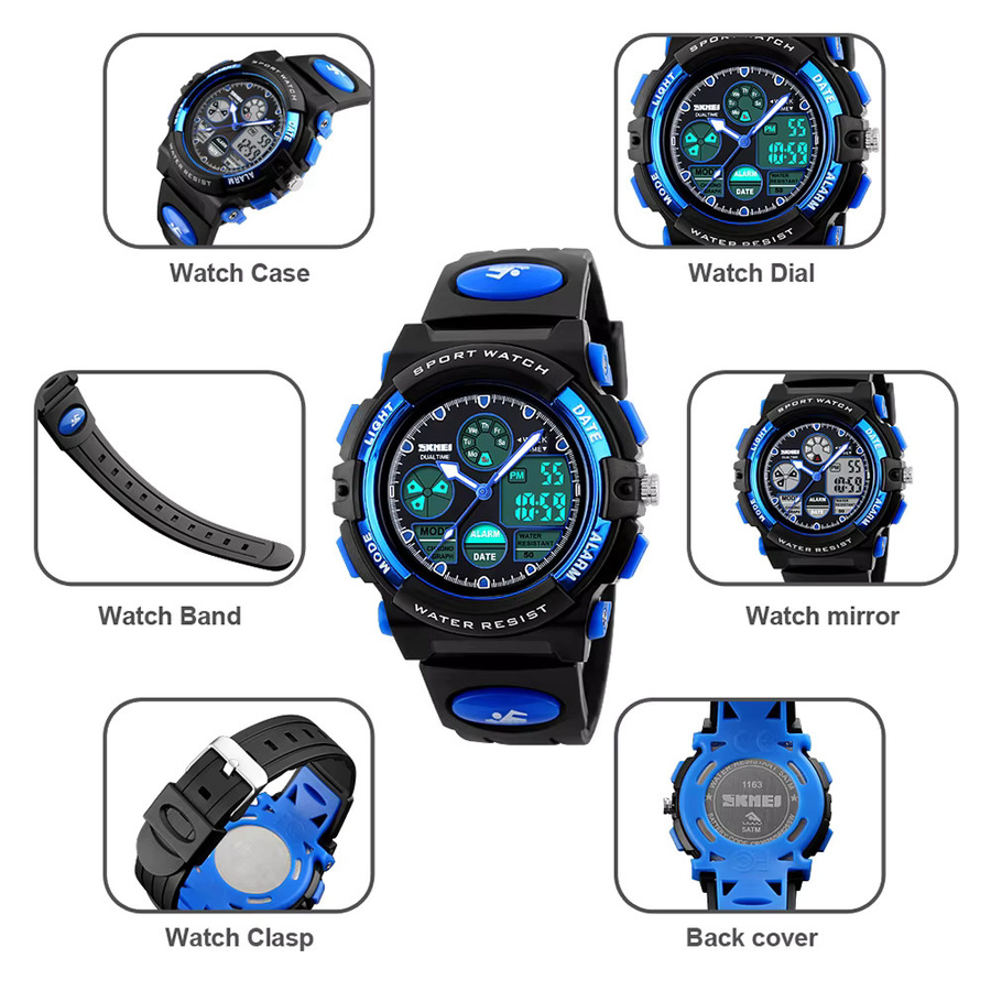SKMEI Armbanduhr, Digitaluhr, Quarz, Kunststoff, Schwarz, Kinder - Bild 3