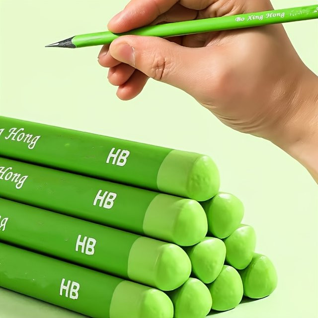 Grüne HB-Bleistifte aus Holz für Schule und Büro zum Skizzieren und Zeichnen, 10 Stück - Bild 1