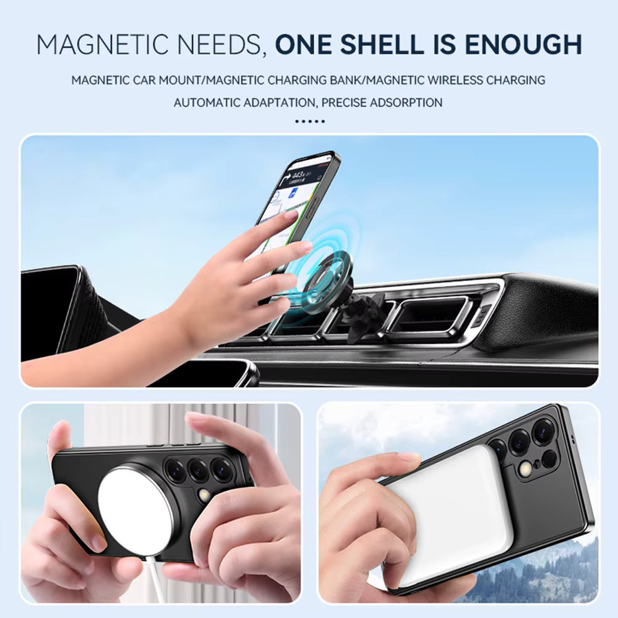 Magnetische MagSafe Handyhülle mit verstecktem Klappständer für Samsung Galaxy S25 Ultra, S25 Plus und S25, kabelloses Laden, erhältlich in Schwarz, Weiß und Silber - Bild 2