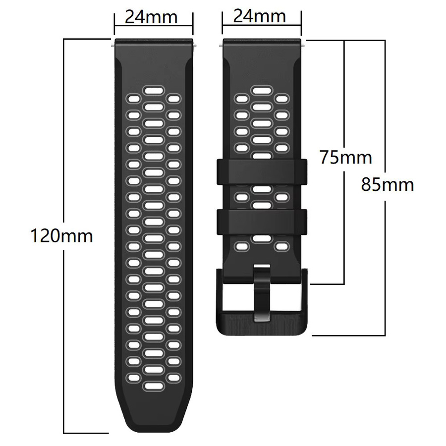 Uhrenarmband Silikon, 24 mm, Schwarz, Unisex - Bild 2