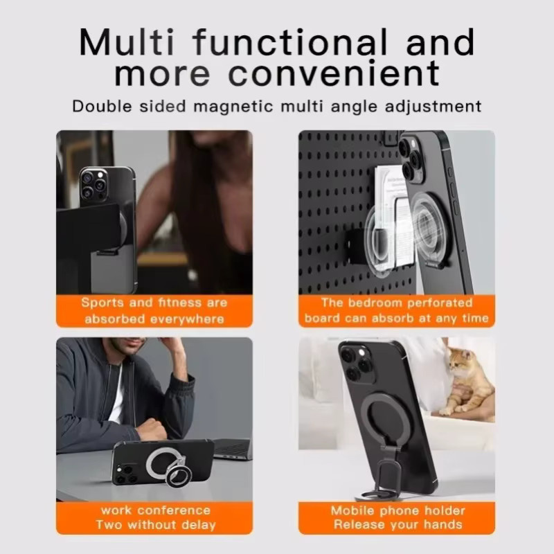 XIKCU Dual-Mode Magnetischer Ringständer für MagSafe iPhone 14 15 16 Pro Max in Schwarz - Bild 4