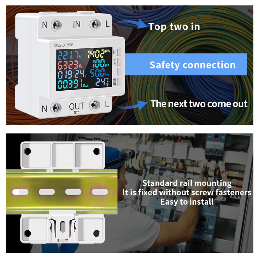 Tuya Smart WiFi 8in1 Power Meter 2P AC Energie Messgerät mit App-Steuerung, Farbe: Weiß, 170-270V/63A - Bild 4