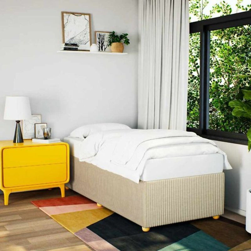 Vidaxl Polsterbett in Beige aus Stoff und Holzwerkstoff, Modernes Bettgestell B: 90 cm, L: 190 cm - Bild 1