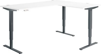Elektrisch höhenverstellbarer Winkelschreibtisch AERO FLEX in Weiß/Anthrazit mit Memorypanel, B: 200 cm, T: 160 cm - Bild 1