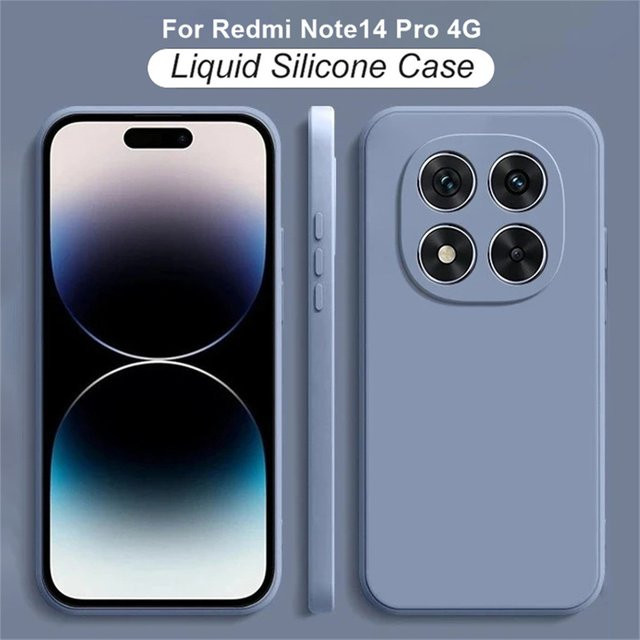 Original Softcase für Xiaomi Redmi Note 14 Pro 4G aus flüssigem Silikon in Blau, stoßfeste Luxus Hülle - Bild 1