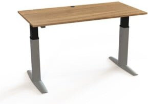 STIER Elektrisch höhenverstellbarer Schreibtisch 501-23 in Nussbaum und Silber, B/T: 160 x 80 cm, Höhe: 68-120 cm - Bild 1