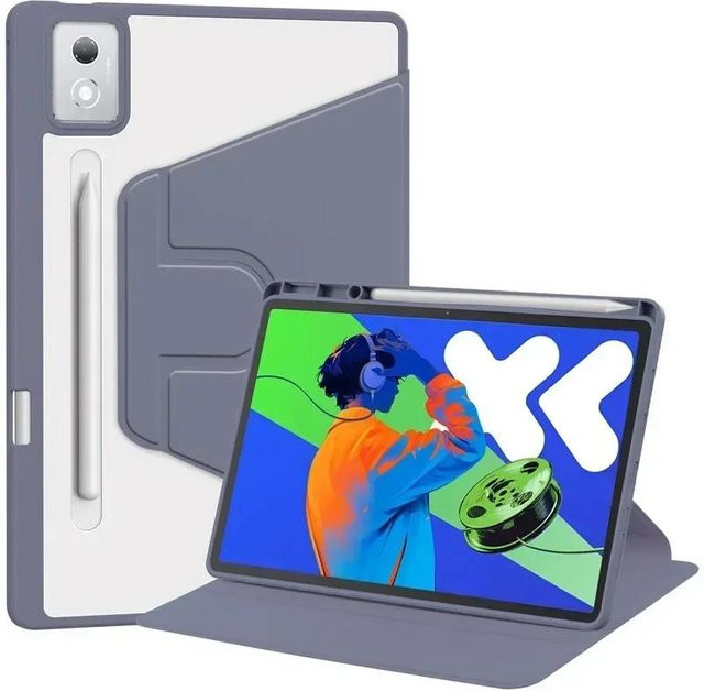 Lenovo Tab M11 Hülle mit 360 Grad Drehung, Smart Cover mit Stifthalter in Grau - Bild 1
