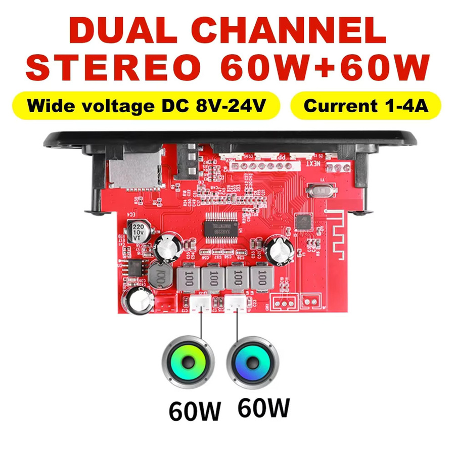 KEBIDU 120W Bluetooth MP3 Decoder Board mit USB, TF und FM Radio als kabelloses Auto-Audio-Modul in Schwarz - Bild 4