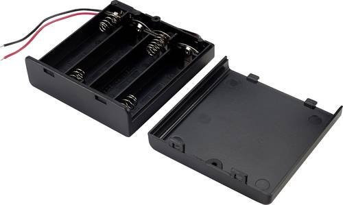 TRU COMPONENTS SBH341-1AS Batteriehalter für 4x Mignon AA Batterien mit Kabel in Schwarz - Bild 1