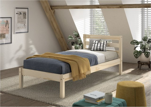Einzelbett Pino von vipack aus Kiefer massiv in Braun, Liegefläche 90 x 200 cm - Bild 1