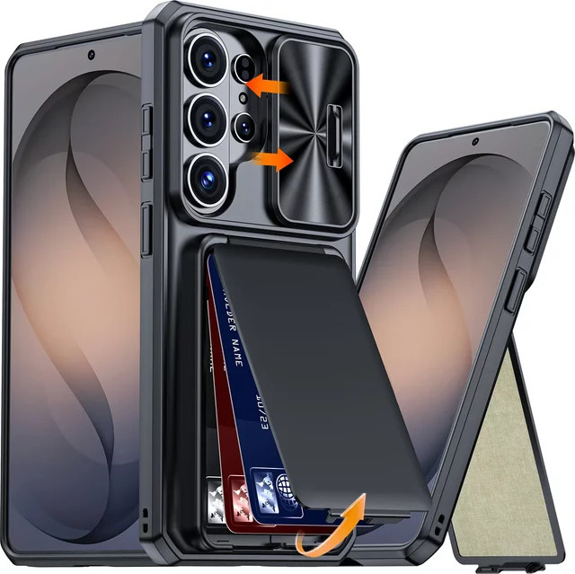 Stoßfeste Handyhülle für Samsung Galaxy S26 Ultra von BANGZAO mit Kamerahalterung und vollständiger Abdeckung aus TPU in Schwarz oder Orange - Bild 1