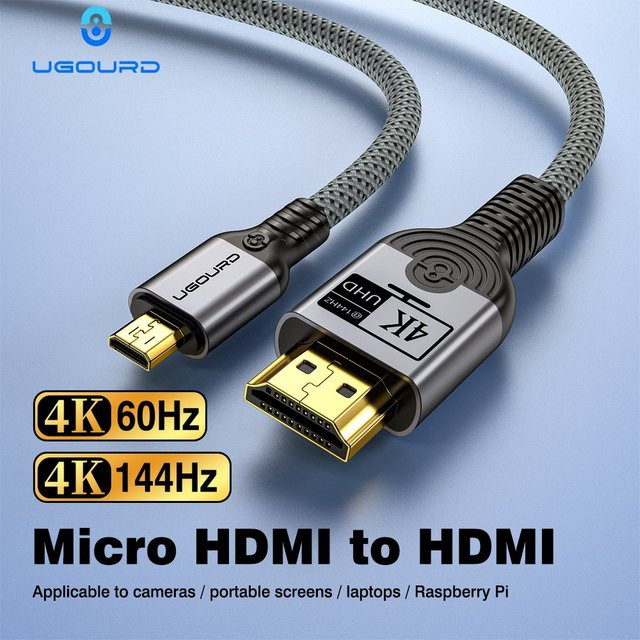 UGOURD Micro-HDMI-zu-HDMI-Kabel aus Nylon-Geflecht für Actioncams mit 4K, 144Hz und 120Hz Unterstützung - Bild 1