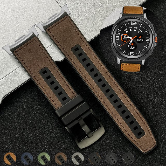 FancyWrist Leder-Silikonarmband, Samsung Galaxy Watch, brown, Unisex - Bild 1